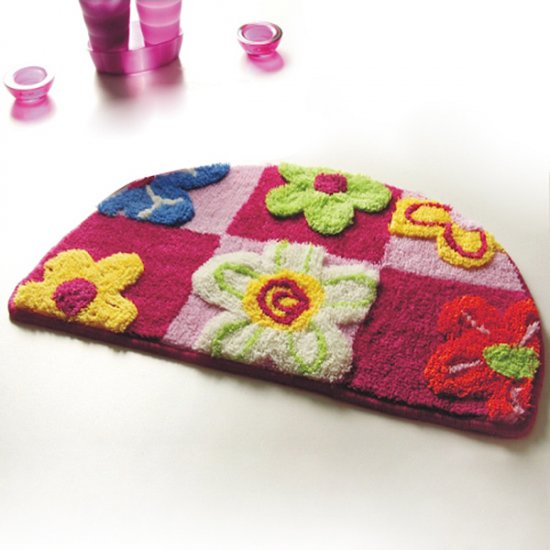 Red / Pink Flowers Kids Room Rug
