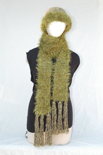 Handmade "olive green" Scarf/Hat Set