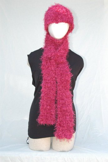 Handmade "Raspberry" Scarf & Hat Set
