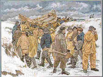 Fishermen on Beach - Cross Stitch Chart