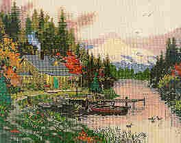 End Of A Perfect Day by Thomas Kinkade - Cross Stitch Chart
