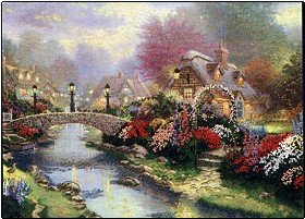 Lamplight Bridge by Thomas Kinkade - Cross Stitch Chart