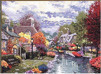 Lamplight Brooke By Thomas Kinkade - Cross Stitch Chart