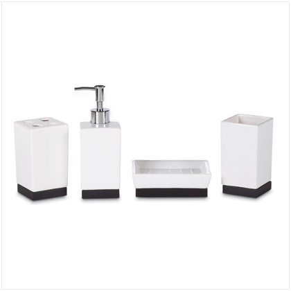 BLK & WHI 4PC CERAMIC BATH SET