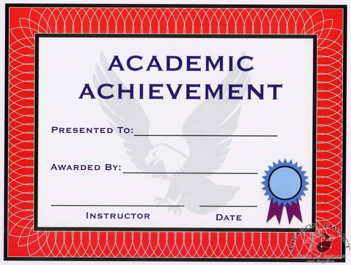 Academic Achievement Certificate - #11385118