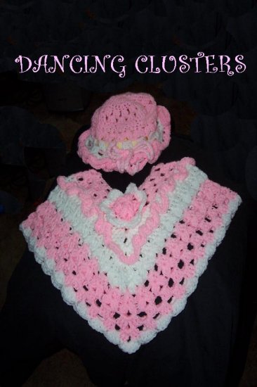 Dancing Clusters Crochet Poncho & Hat Pattern Girls Original Design