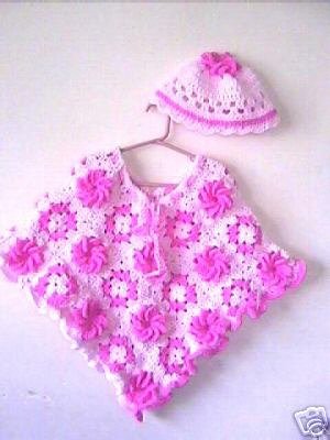 Granny Flower Poncho & Hat Crochet Pattern 6-adult Original Design