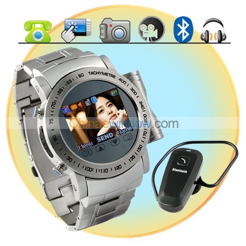 1.5 Inch Touch Screen Quad Band Stainless Steel Watch Phone M64