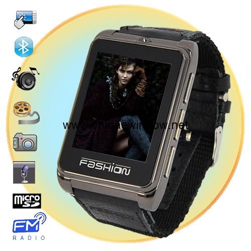 Fashionable Ultra Thin Quadband Watch Cell Phone with Compass and Nylon Wrist Band S9120