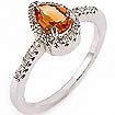 1 Ct Pear Cut Citrine & Diamond Ring 14k WG