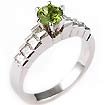 Peridot Diamond Ring 1/4 CT White Gold