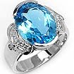 0.16 Ct Round & Blue Topaz Diamond Ring 14k WG