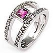 1/2 Ct Pink Sapphire Round Diamond Ring WG