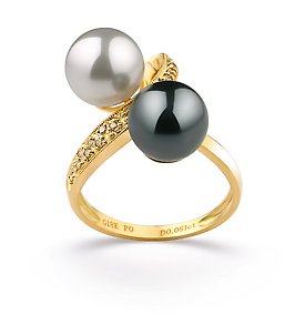 Black and White Japanese Akoya Ring