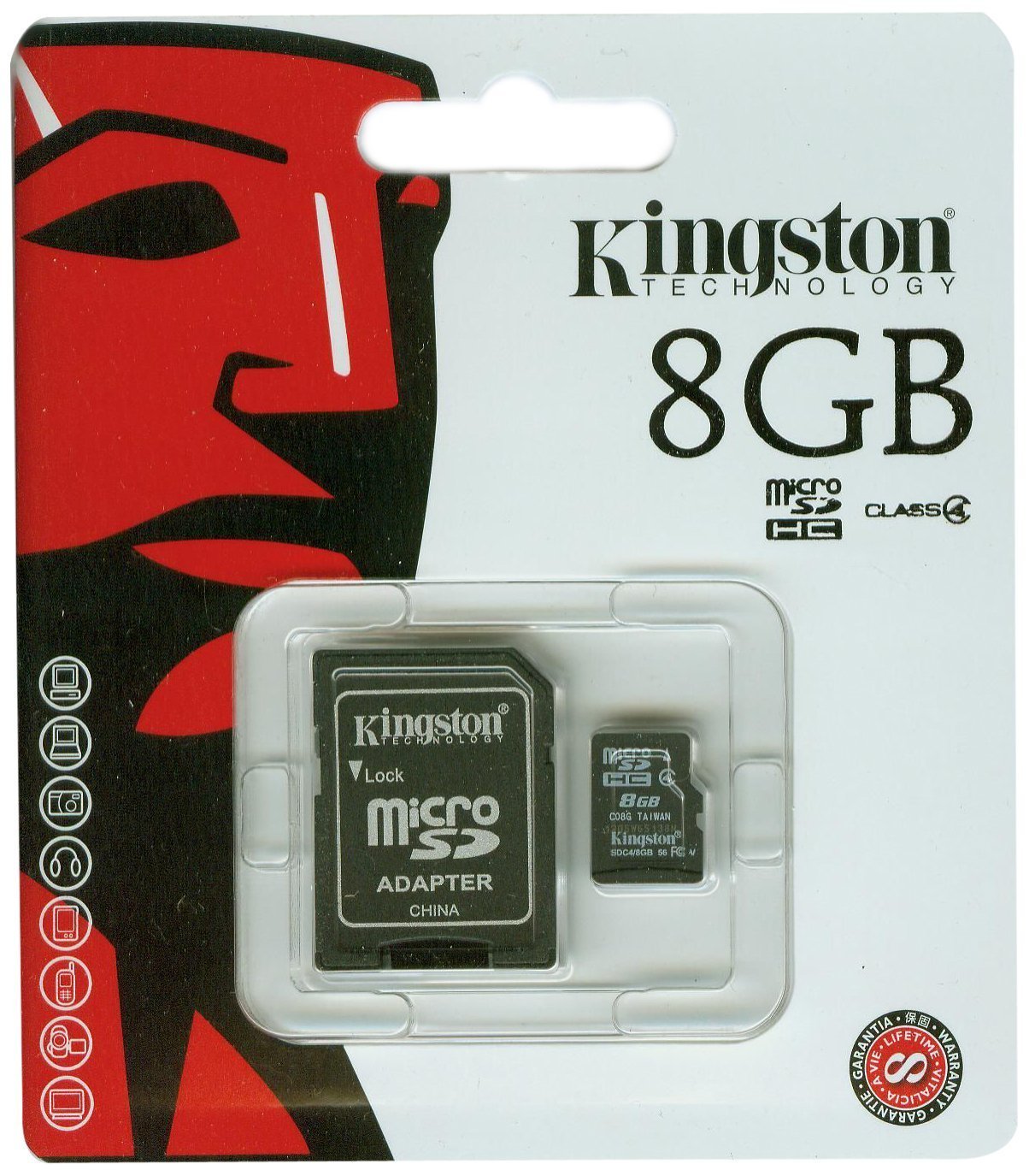 Kingston 8 GB microSDHC Class 4 Flash Memory Card SDC4/8GB