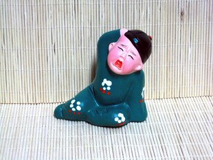 Hand Painted Clay Doll k835
