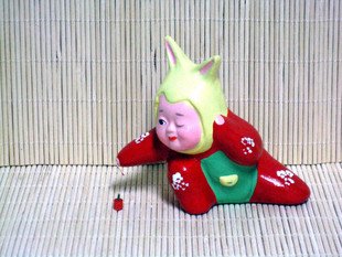Hand Painted Clay Doll k854