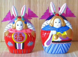 Hand Painted Clay Doll a96060 rabbit