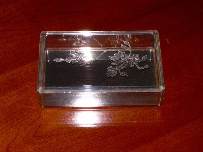Trinket Box Lucite Acrylic Dogwood Vanity Dresser Jewel