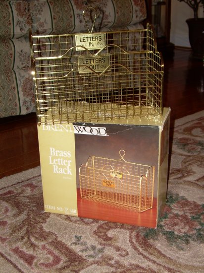 Brass Letter Rack In Out Basket Wall or Desk Top Nice