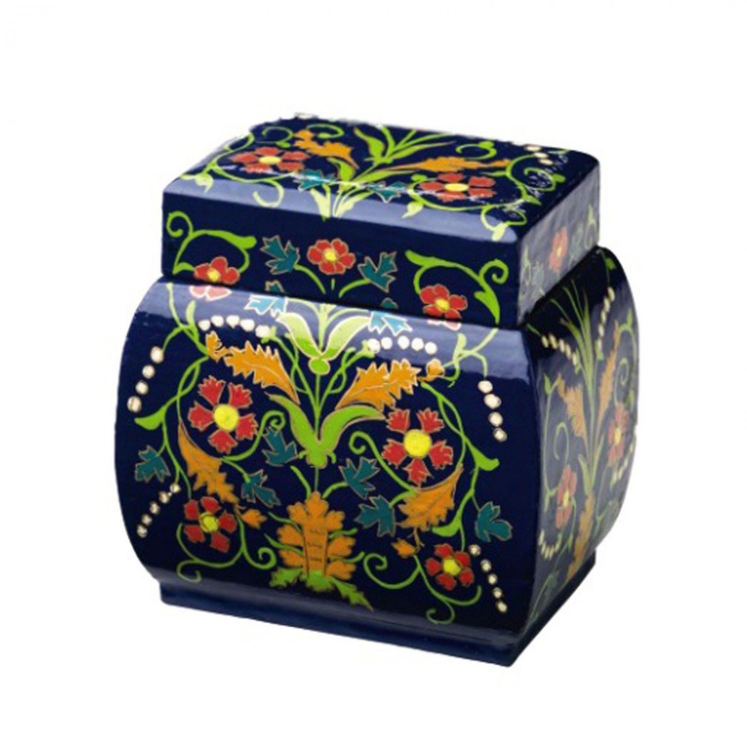 Keepsake Box Colorful Blue Bombe Decorative Lidded Boxes Hand Painted Home Decor