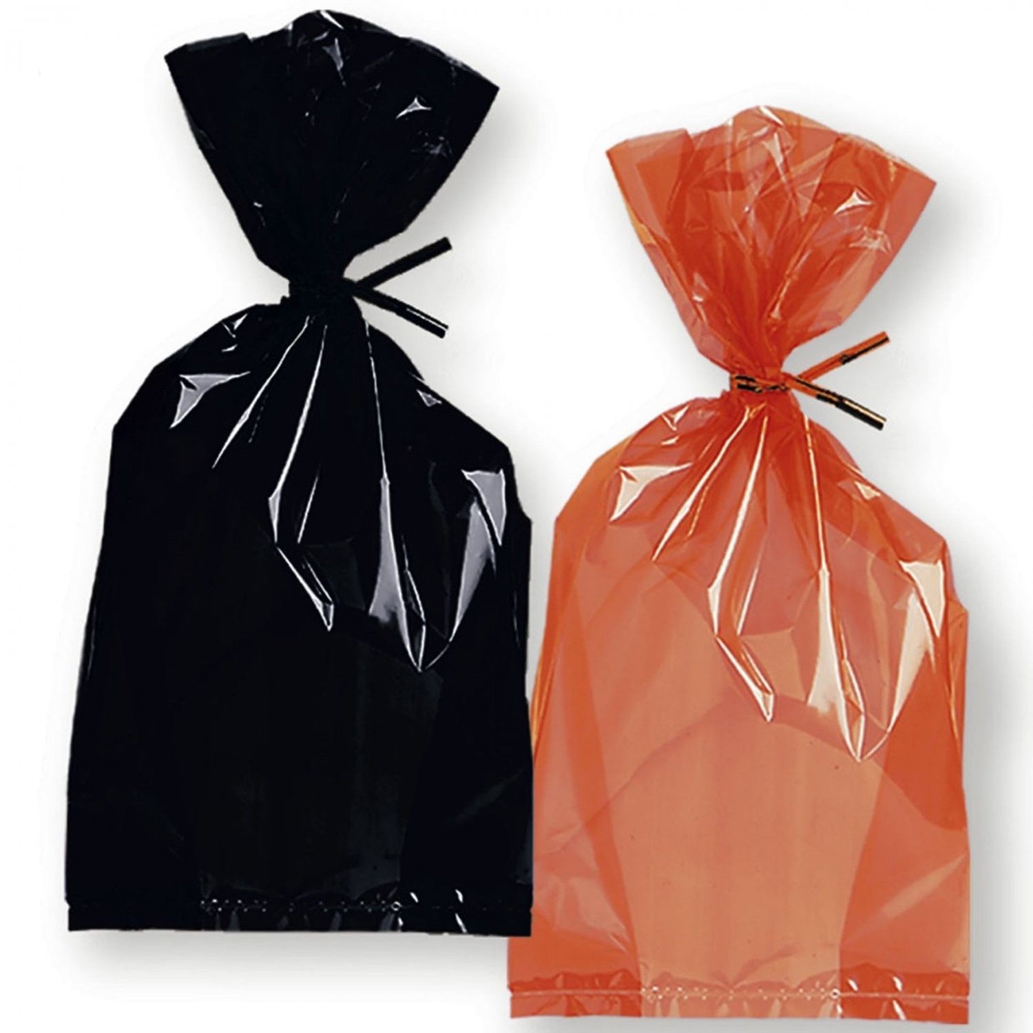 Halloween Goody Bags Orange & Black Cello Treat Bags Bulk Lot 6 Retail Pkgs