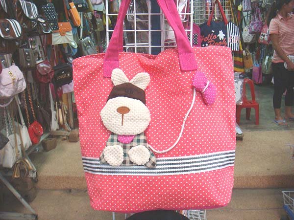 Handmade Handbag - Red with Dog