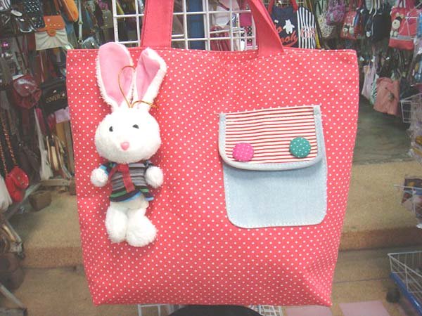 Handmade Handbag - Red with Bunny