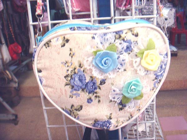 Handmade Purse - Pink Heart with Roses