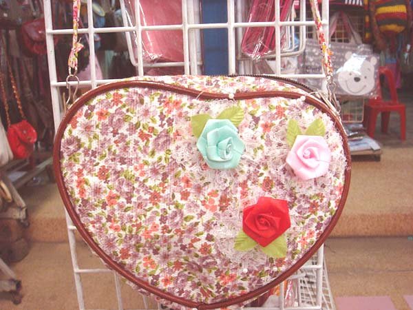 Handmade Purse - Red Heart with Roses