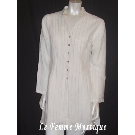 NEW Chico's Long Linen Metallic Stripe Tucany Tunic Shirt Jacket NWT 4/6 0