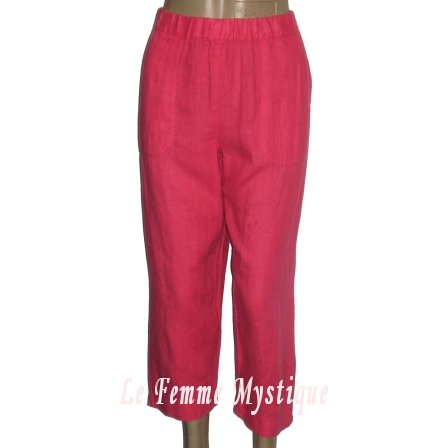 Chico's Cruise Wear Lino Linen Mirage Pink Pizaaz Lounge Capri Pants NWT 8/10 1