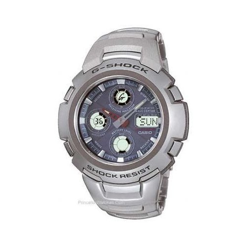 Casio G-Shock Solar Atomic Watch - Stainless - Blue Face - Red Hour Hand GW1000DJ-1