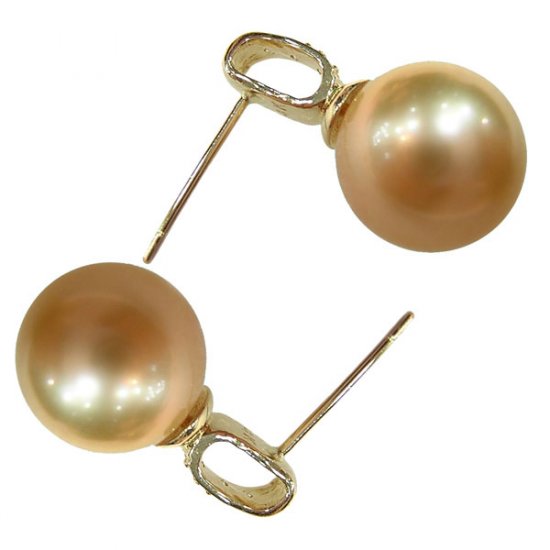 14K Gold 10-11mm Golden South Sea Pearl Earrings SEGG-301011002