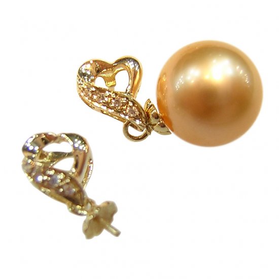 14K Gold 10-11mm Golden South Sea Pearl Earrings SEGG-301011003