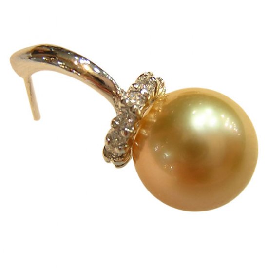 14K Platinum 10-11mm Golden South Sea Pearl Earrings SEWG-301011004