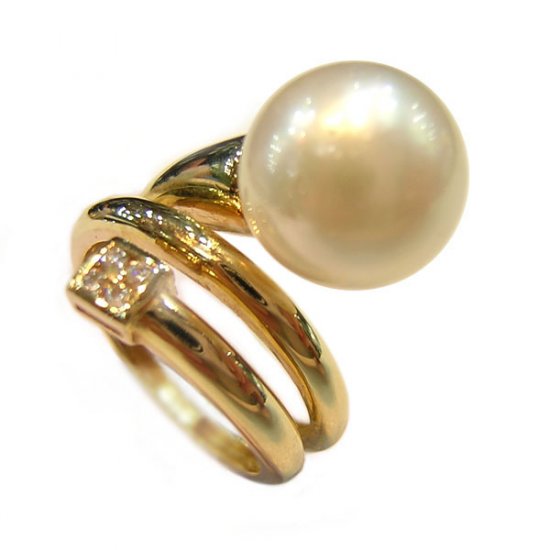 14K Gold 10-11mm White South Sea Pearl Ring SRGW-301011030