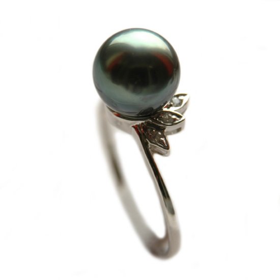 14K Platinum 8-9mm Tahitian South Sea Pearl Ring SRWB-300809022
