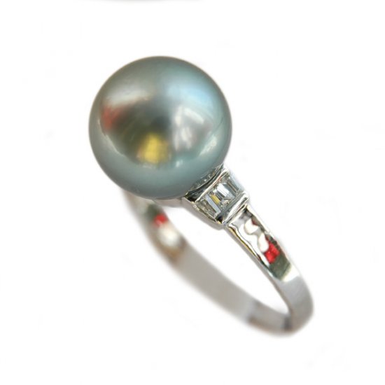 14K Platinum 10-11mm Tahitian South Sea Pearl Ring SRWB-301011024