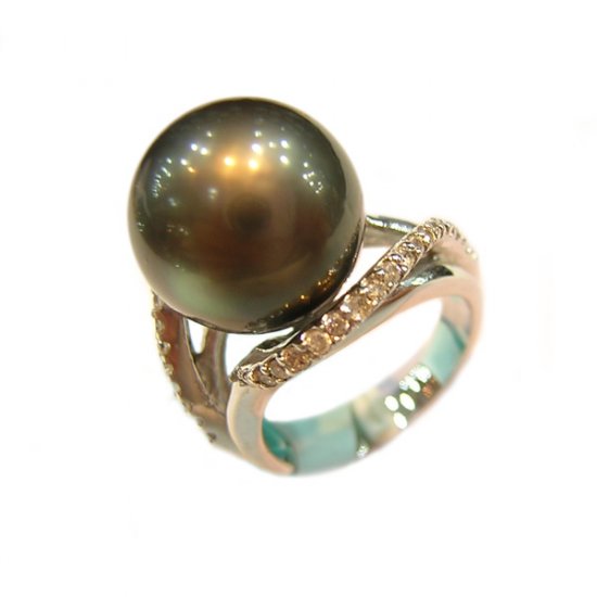 14K Platinum 11-12mm Tahitian South Sea Pearl Ring SRWB-301112015