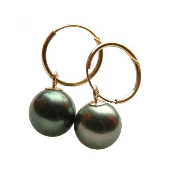 14K Gold 8-9mm Tahitian South Sea Pearl Earrings SEGB-300809010