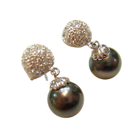 14K Platinum 8-9mm Tahitian South Sea Pearl Earrings SEWB-300809009