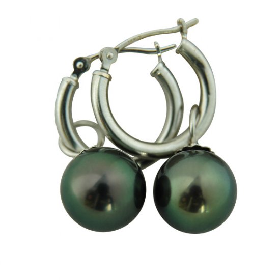 14K Platinum 9-10mm Tahitian South Sea Pearl Earrings SEWB-30910005