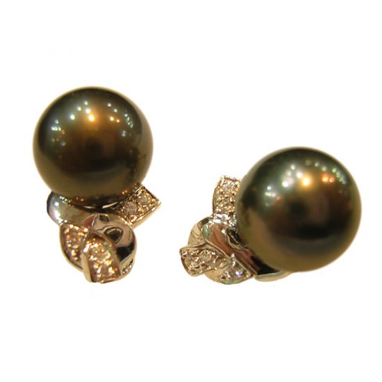 14K Platinum 11-12mm Tahitian South Sea Pearl Earrings SEWB-301112013