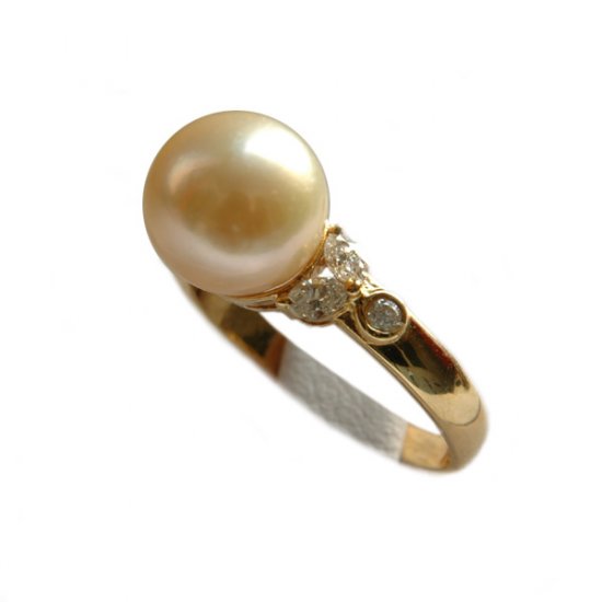 14K Gold 9-10mm Golden South Sea Pearl Ring SRGG-300910012