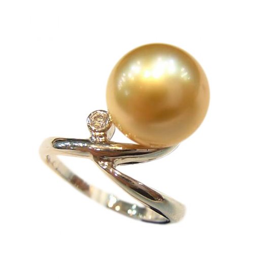 14K Platinum/Gold 10-11mm South Sea Pearl Ring SRWG-301011011