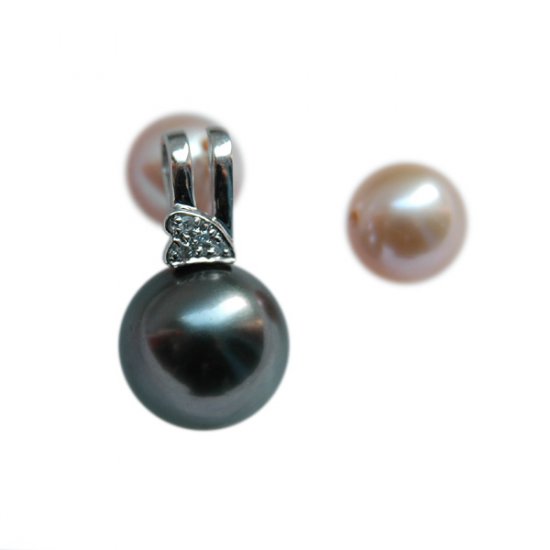 14K Platinum 10-11mm Tahitian South Sea Pearl Pendants SPWB-301011024