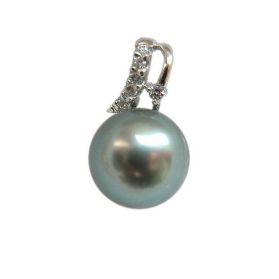 14K Platinum 10-11mm Tahitian South Sea Pearl Pendants SPWB-301011025