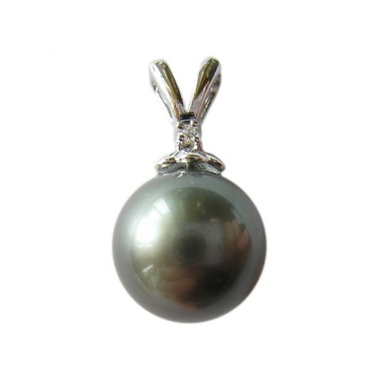 14K Platinum 10-11mm Tahitian South Sea Pearl Pendants SPWB-301112001