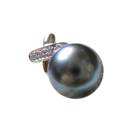 14K Platinum 11-12mm Tahitian South Sea Pearl Pendants SPWB-301112028